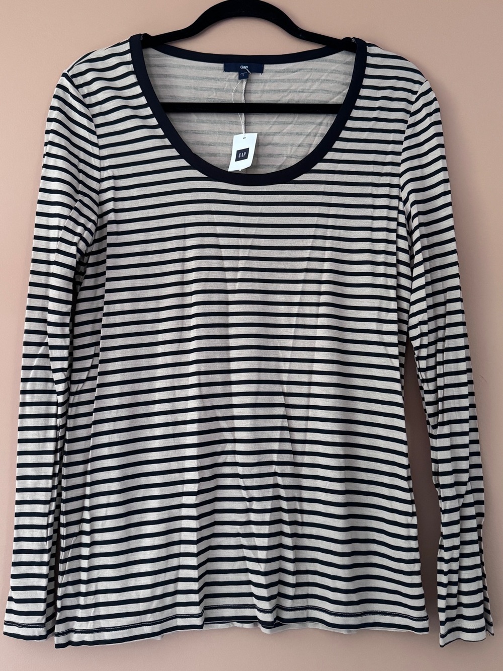 GAP Striped Long-Sleeve Scoop Neck Top